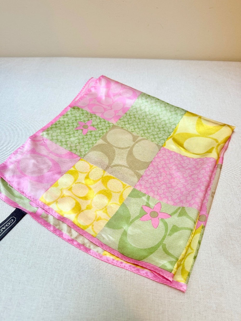 Coach Y2K Hampton’s Collection Silk Patchwork Pastel Neck Scarf